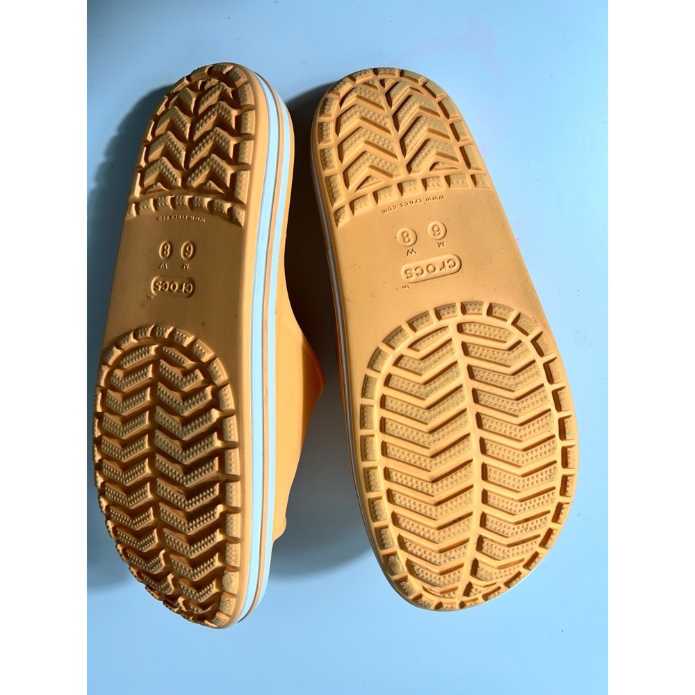 Crocs Women's 8 Men's 6 Orange Iconic Comfort Slip On Classic Sandals Logo - Picture 7 of 11